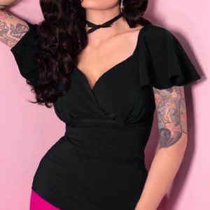 Vixen by Micheline Pitt Black baby doll top